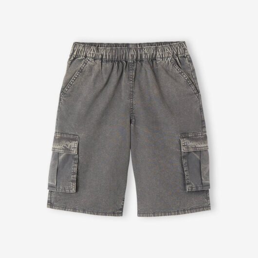 Washed-Effect Battle Shorts for Boys anthracite