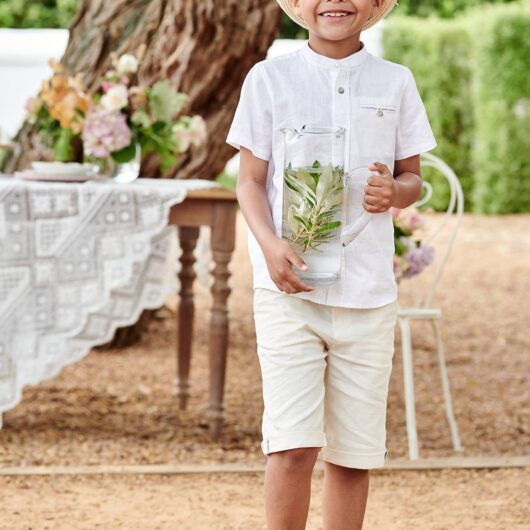 Bermuda Shorts in Cotton/Linen for Boys beige