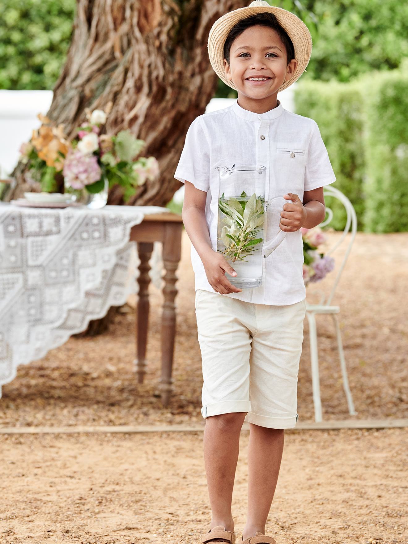 Bermuda Shorts in Cotton/Linen for Boys beige