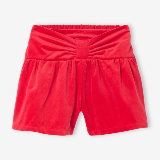 Velvet Shorts with Bow on the Front for Girls red