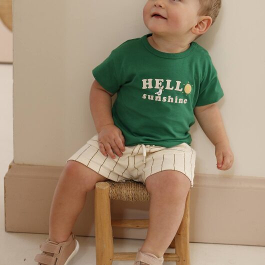 Baby boys' organic cotton shorts ecru