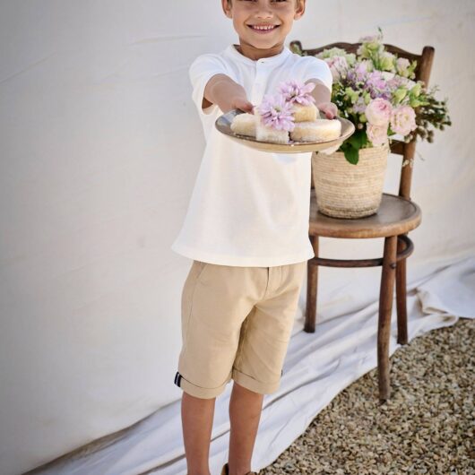 Bermuda Shorts in Cotton/Linen for Boys beige