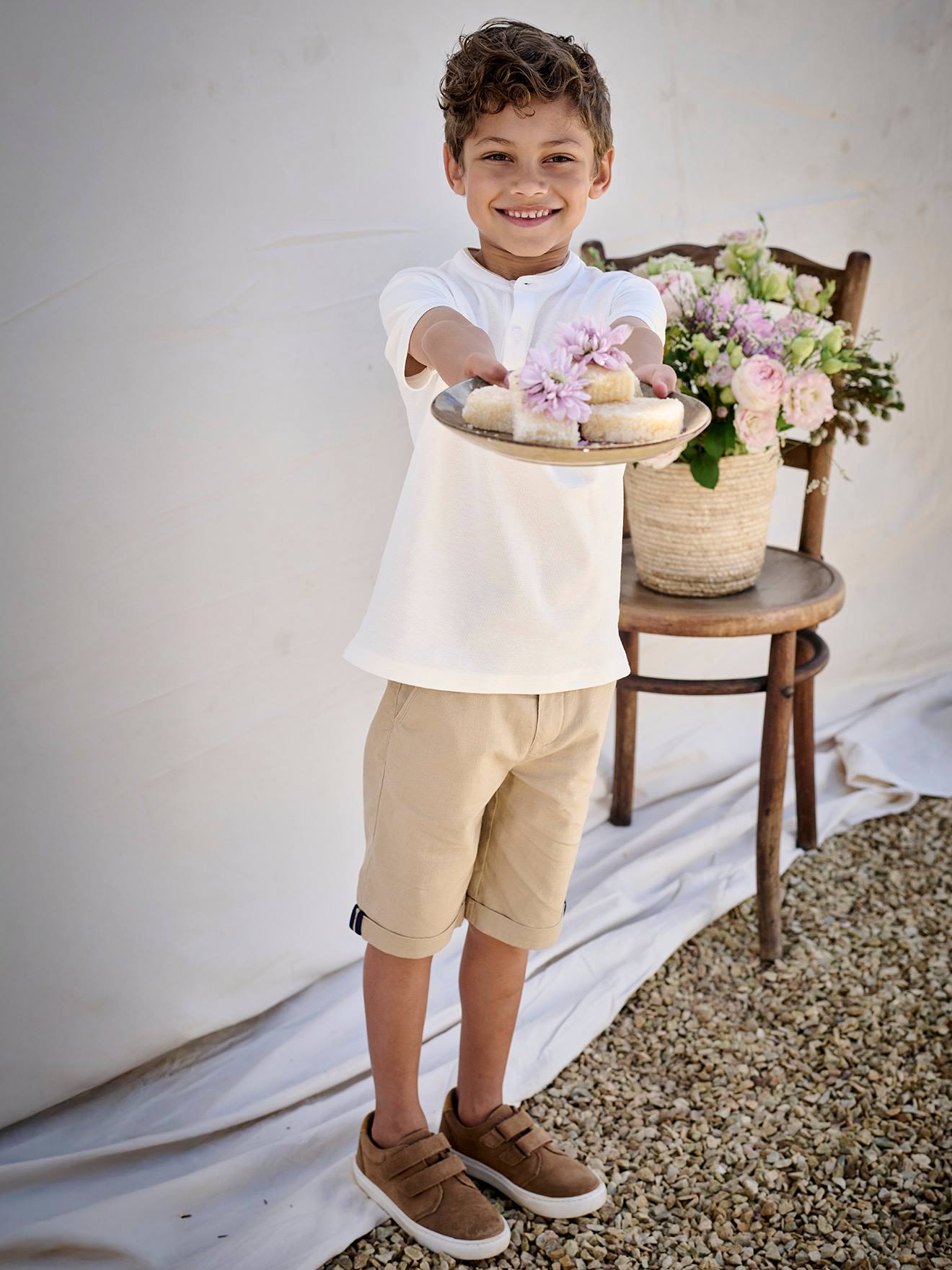 Bermuda Shorts in Cotton/Linen for Boys beige