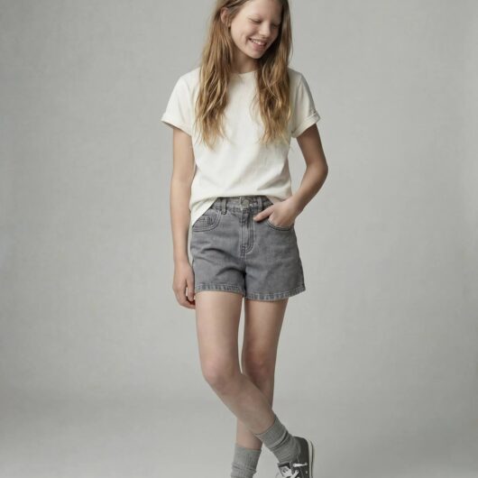 Children's denim cotton shorts denim grey