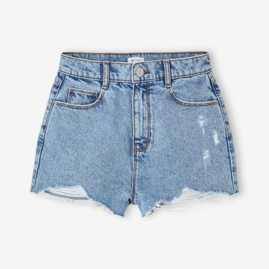 Distressed Denim Shorts for Girls, JONEN medium blue