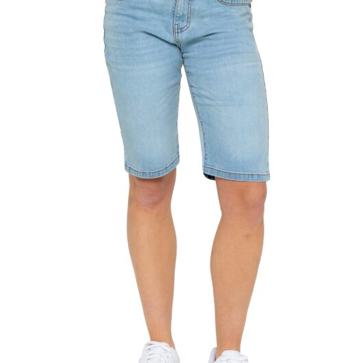 Enzo | Womens Long Denim Shorts - Bleach / 14