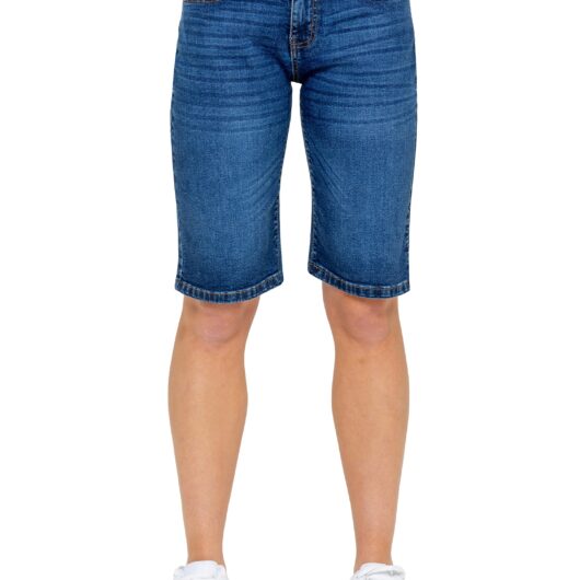 Enzo | Womens Long Denim Shorts - Blue / 18