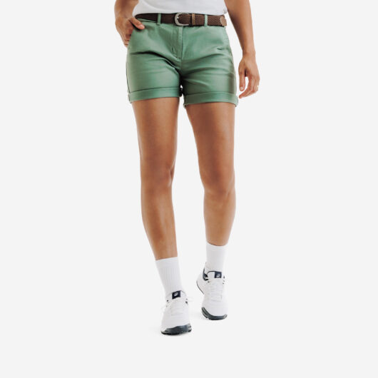 Women's Golf Cotton Chino Shorts - Mw500 Green