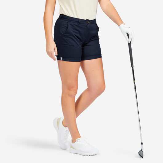 Women's Golf Cotton Chino Shorts - Mw500 Navy Blue