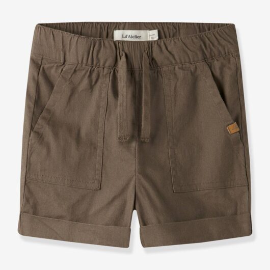 Boy's loose-fitting shorts Lil' Atelier MINI with elasticated waist dark brown