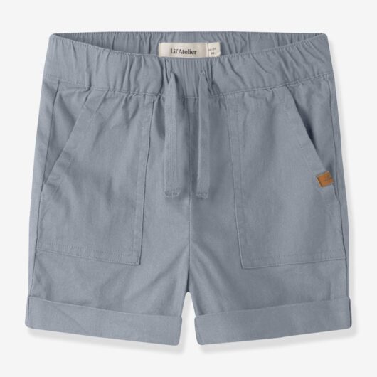 Boy's loose-fitting shorts Lil' Atelier MINI with elasticated waist light blue