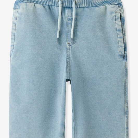 Fleece bermuda shorts with washed look NAME IT for boy denim blue