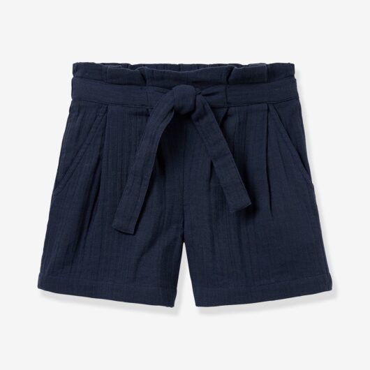 Girls' shorts with belted waist navy blue